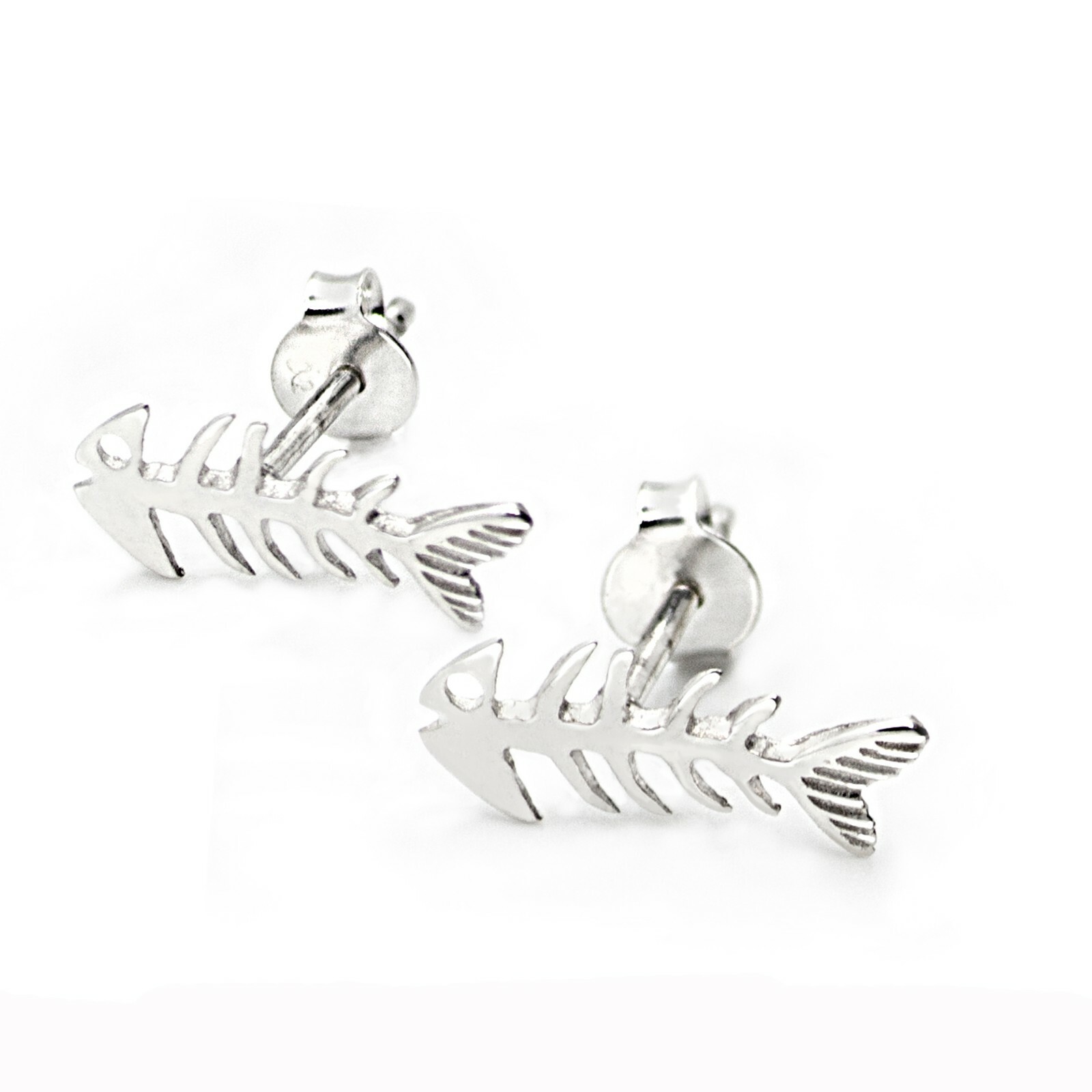 Fishbone Studs Nickel-Free 925 Sterling Silver, Hypoallergenic, Free UK Delivery