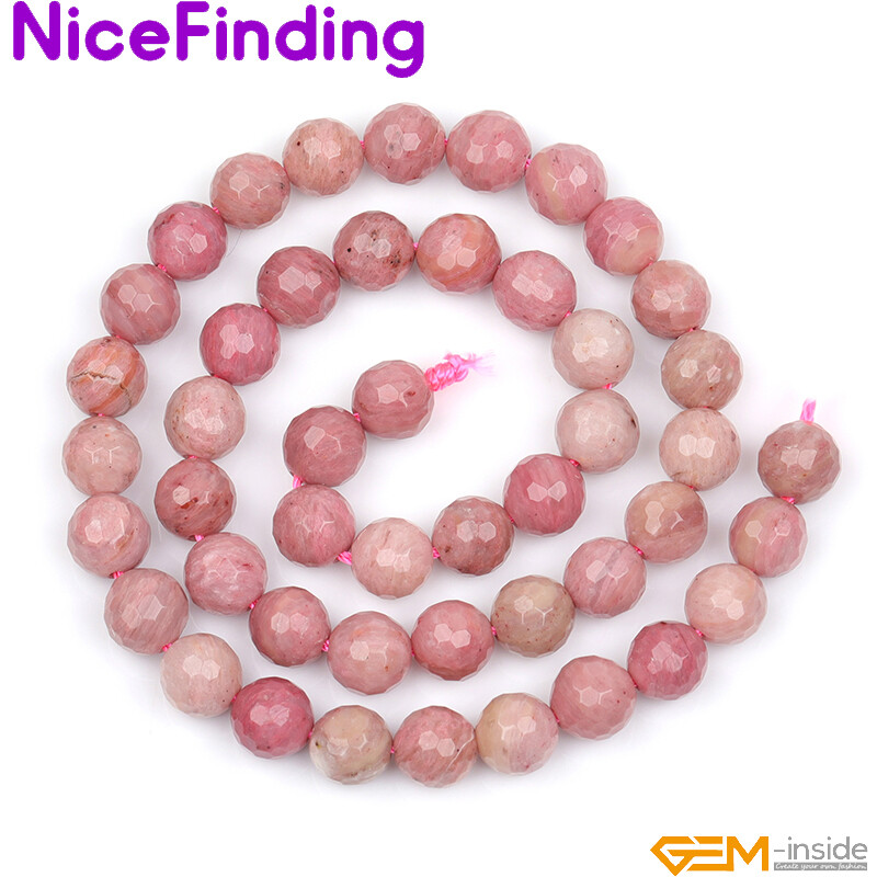Natural Smooth Faceted Rhodonite Stone Beads For Jewelry Making 6,8,10,12,14mm