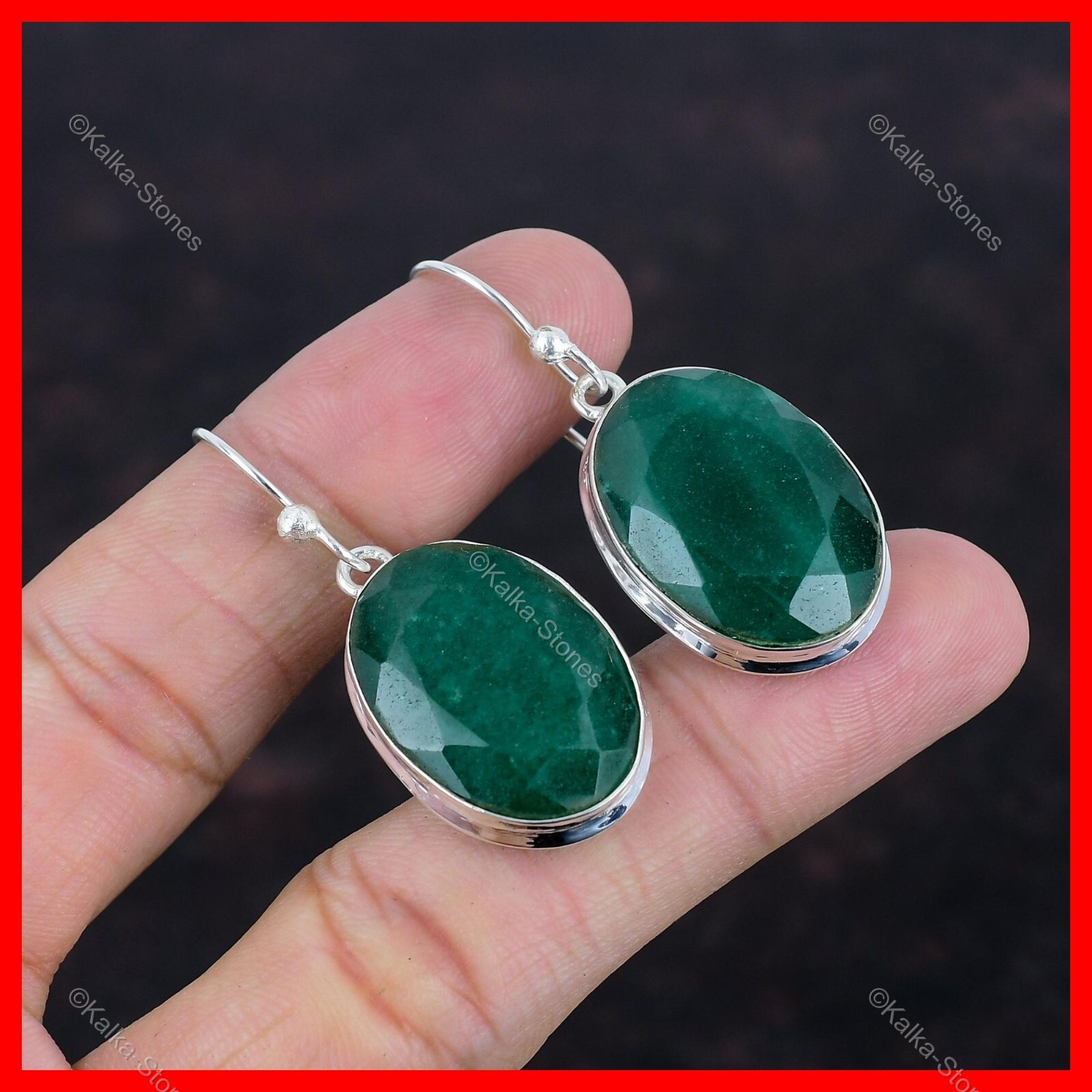 Valentines Deal Zambian Emrald Gemstone Dangle Drop New Earrings Sterling Silver