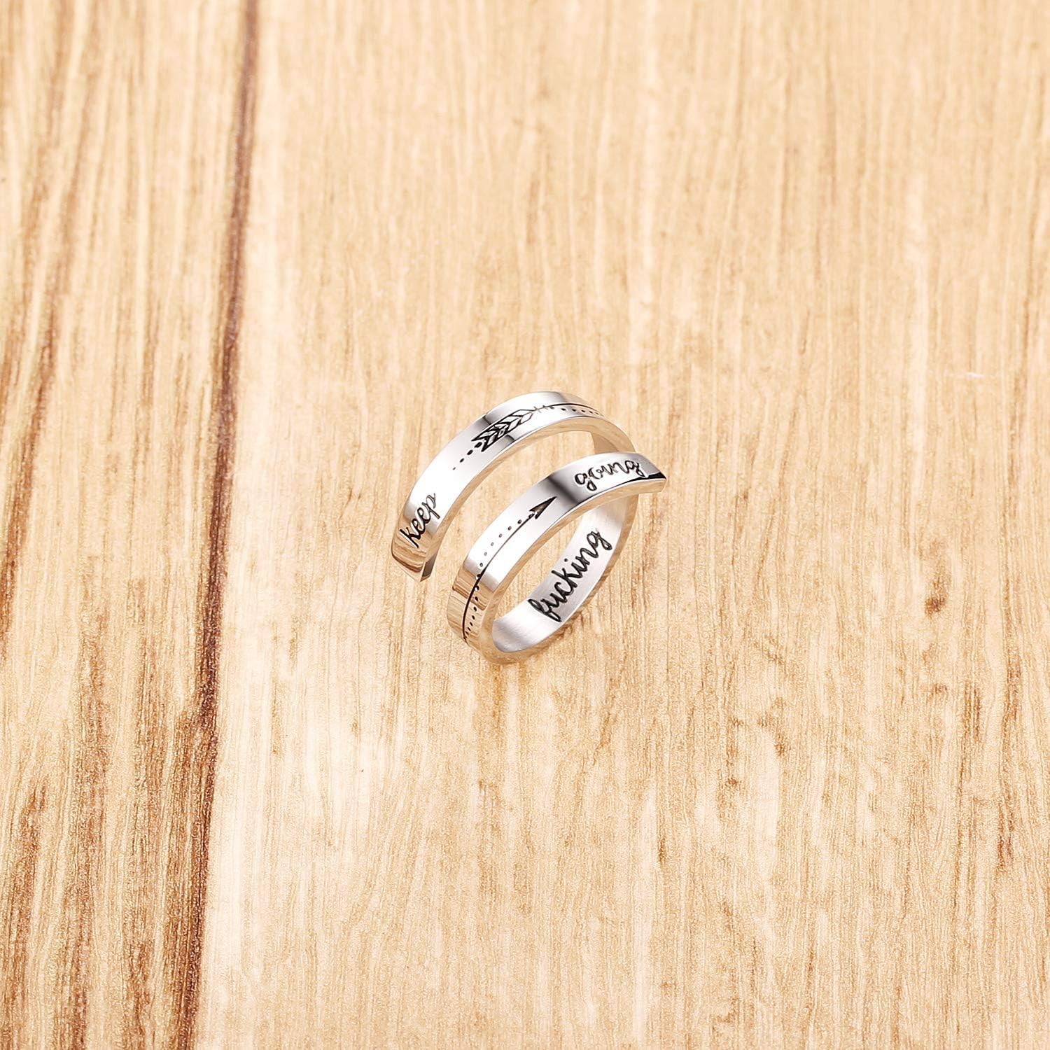 Inspirational Stainless Steel Ring | Adjustable ‘Keep Going’ Gift for All Ages