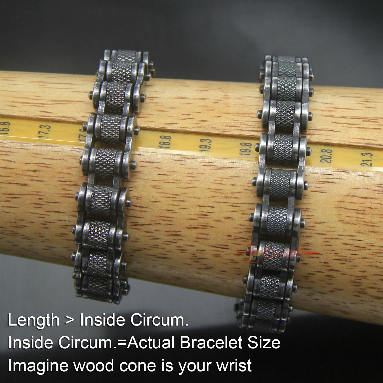 Gunmetal Motorcycle Bike Chain Bracelet Old Metal Finish Stainless Steel 13/16mm