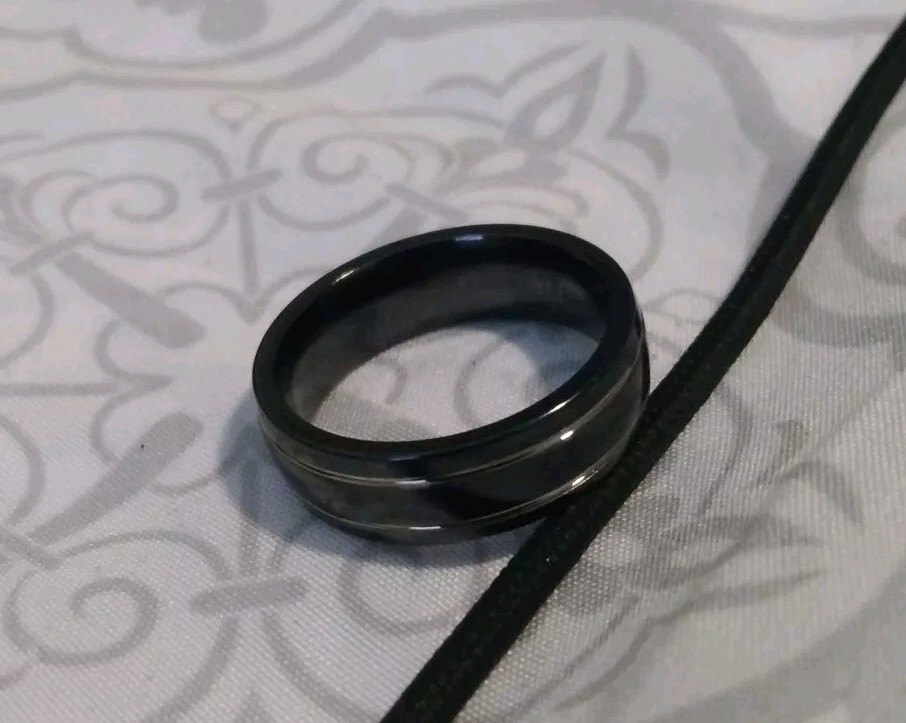 Triton Titanium Ring – Black Double Striped