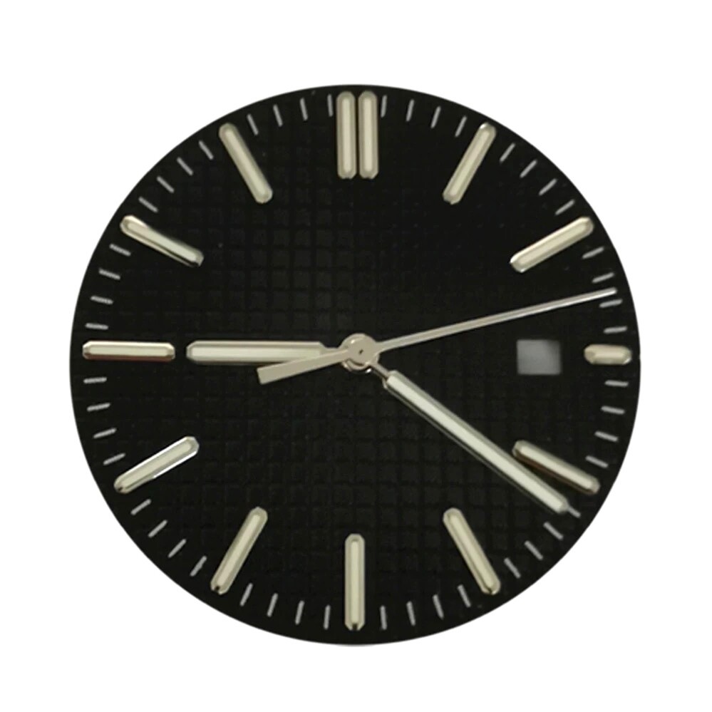 31.8MM Luminous Watch Dial Square Black + Hands Set 8215