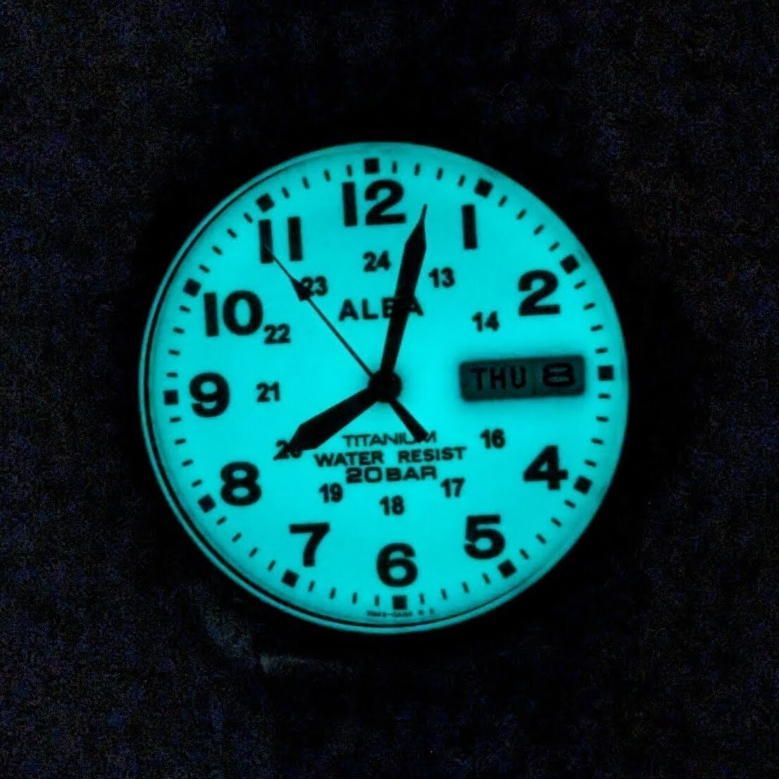 SEIKO ALBA 7N43-0AE0 Titanium Full Luminous DayDate Men’s Field Watch 2012 Japan