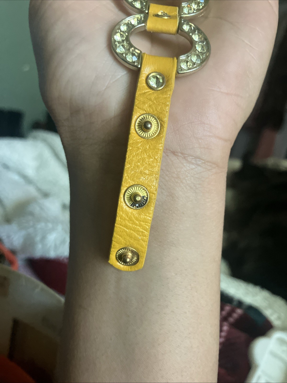 Natasha Leather Gemstone Mustard Yellow bracelet