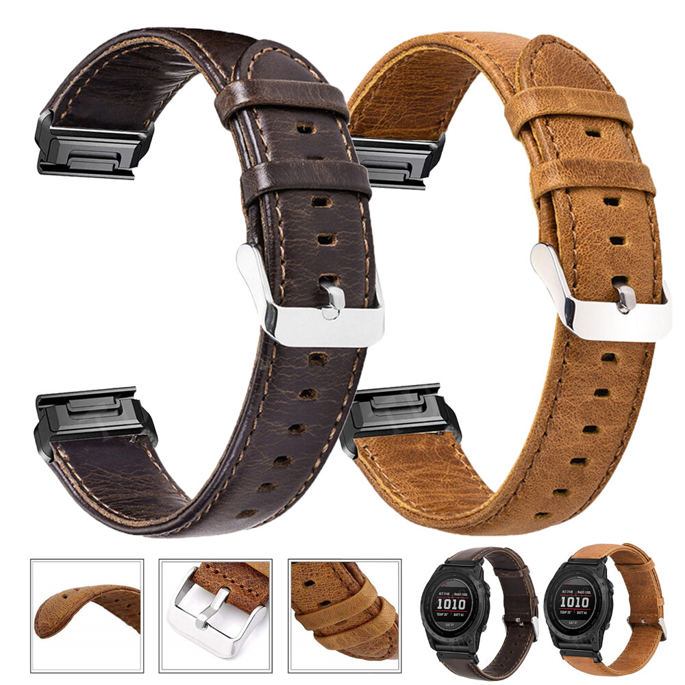 Quick Fit Leather Strap For Garmin Fenix 8 7 7X 6 6X Pro 5 5X 3HR S70 Watch Band