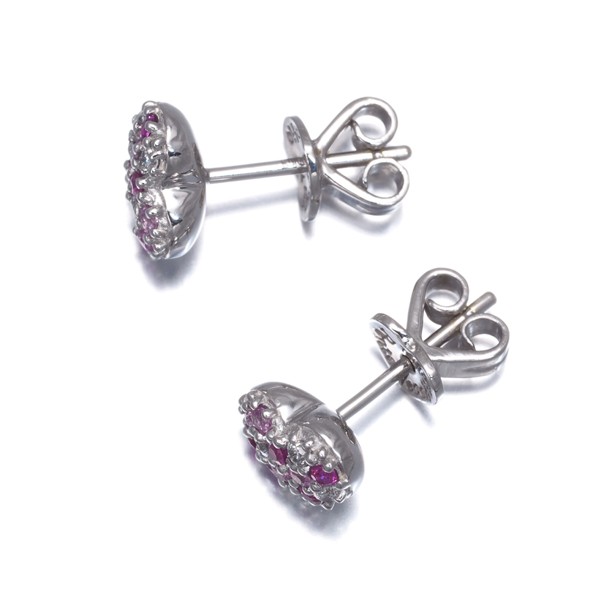 Auth Ponte Vecchio Earrings Sapphire 0.22ct Diamond 0.09ct Heart Paved 18K WG