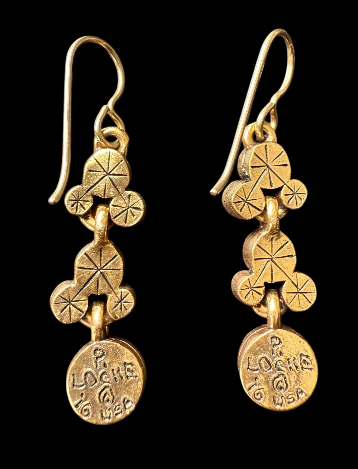 NEW Patricia Locke Gold / Waterlily DEBUTANTE Crystal EARRINGS USA HANDMADE NWT