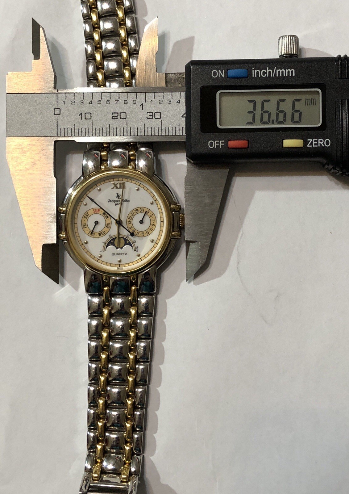 Jacques Edho Paris Watch Moon Phase Day Date with Box – 7 to 8 inch Length