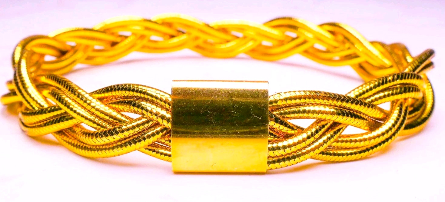 14K Italy Double Strand Braided Bracelet 8″ 6.75g Golden Clef International