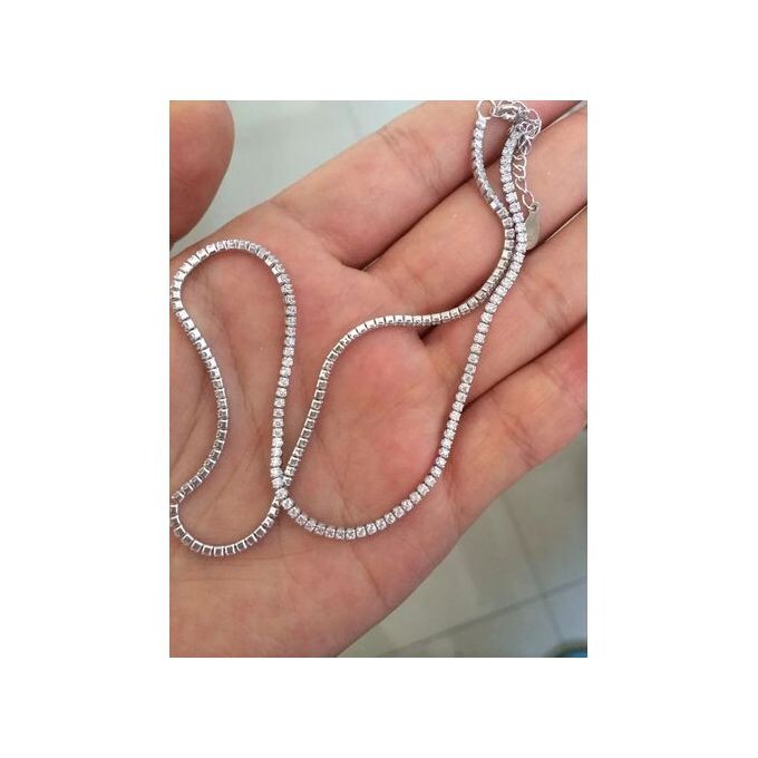 925 Sterling Silver Tennis Choker Necklace – White CZ Stones | Valentine’s Gift