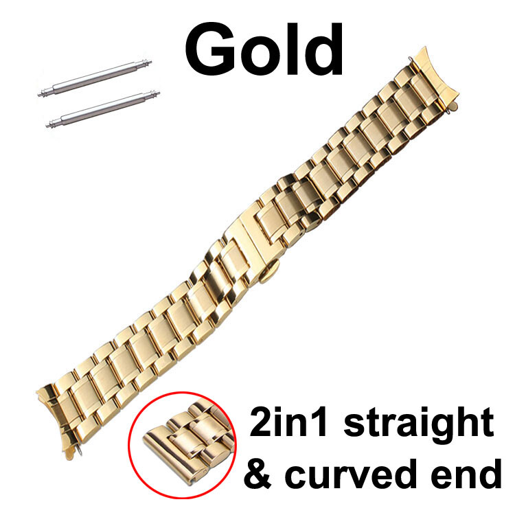 12mm 15 16 17 18 19 20 21 22 23 24mm Curved End Watch Band Stainless Steel Strap