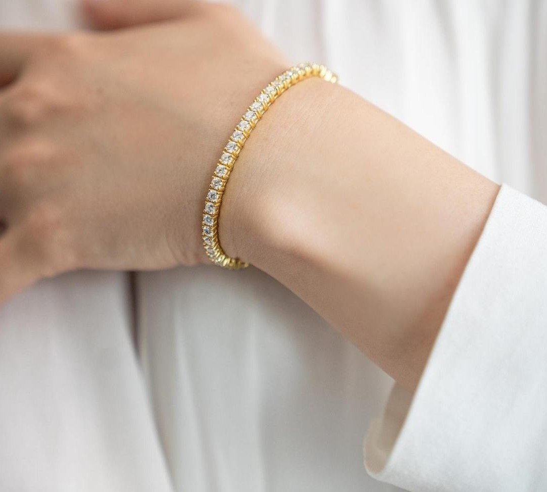 Christmas Gift Sale ! Round Natural Diamond Tennis Bracelet In 14k Yellow Gold
