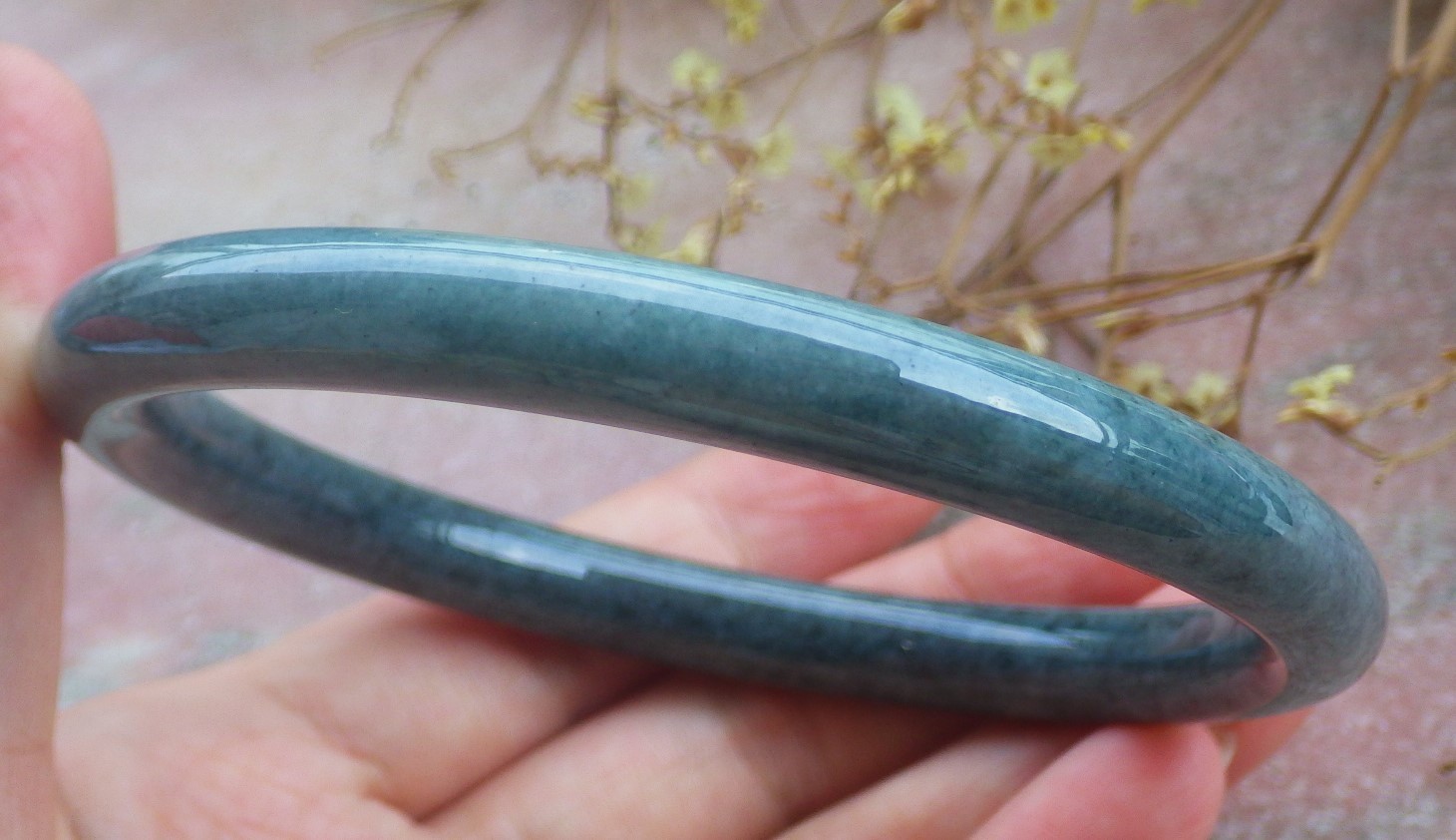 Video Certified Natural A JADE JADEITE Circle Bangle Bracelet 69 mm 131740 VS