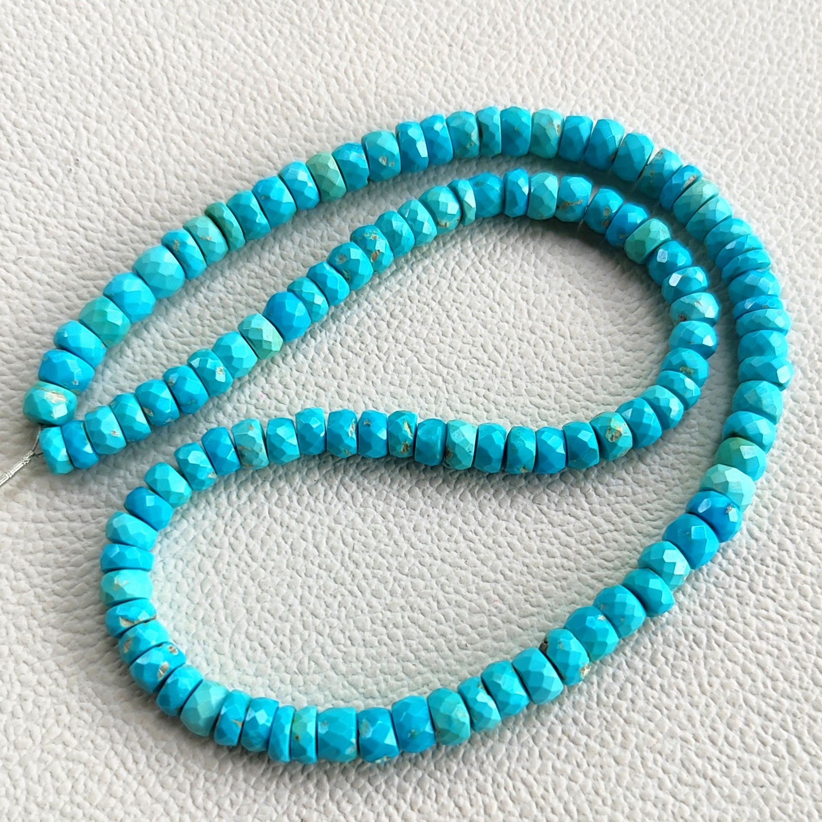 Arizona Turquoise Faceted Rondelle Beads 4-6mm Size 16″ Gemstone Strand