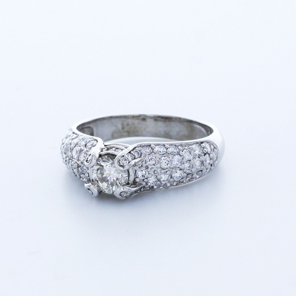 2.0CT Lab-Created Diamond E/VS2 Round Cut 14K Gold 4-Prong Wide Band Accent Ring