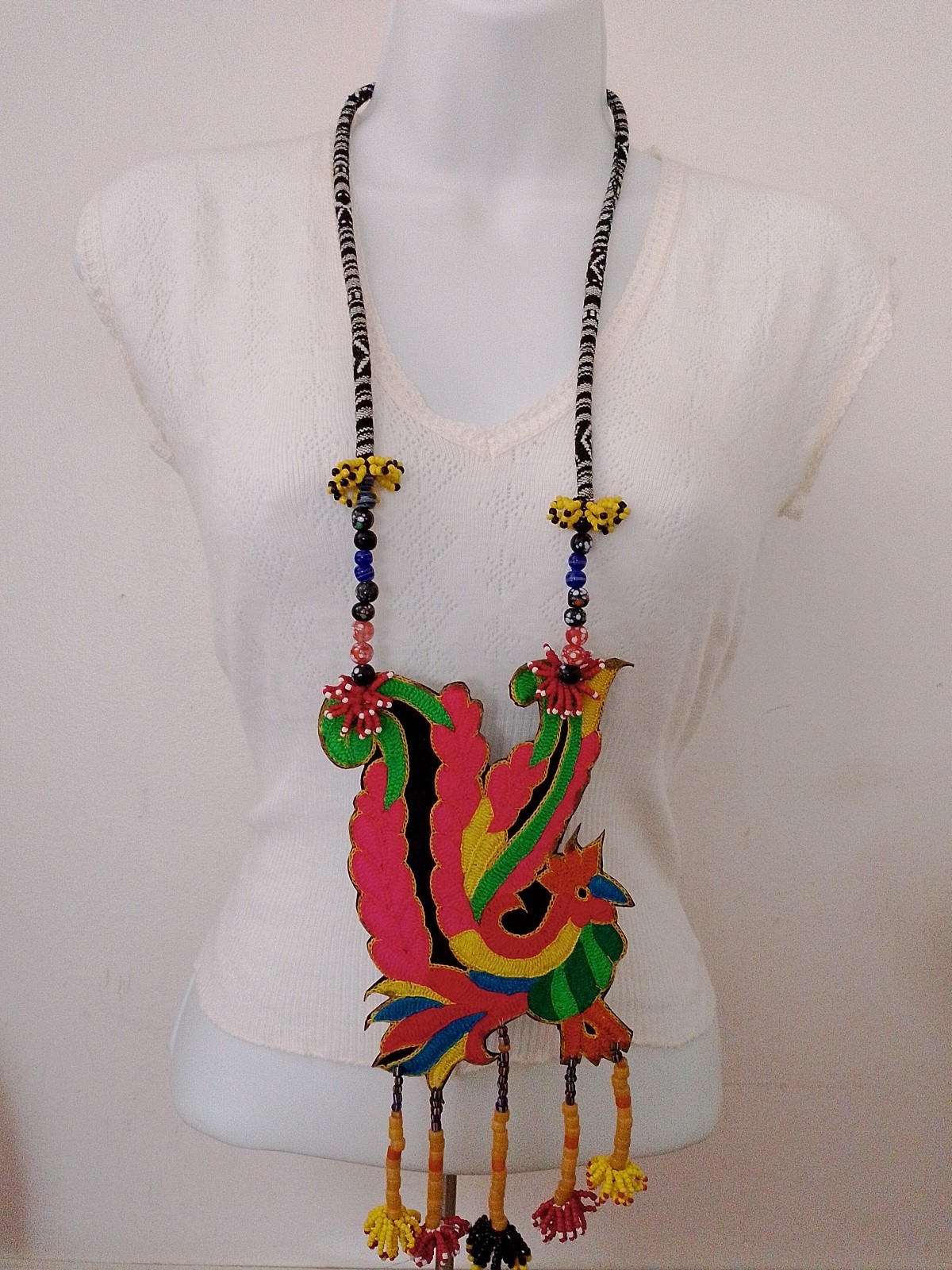 Colorful Sulam Tumpa necklace ethnic accessory Embroidery Dayak East Kalimantan