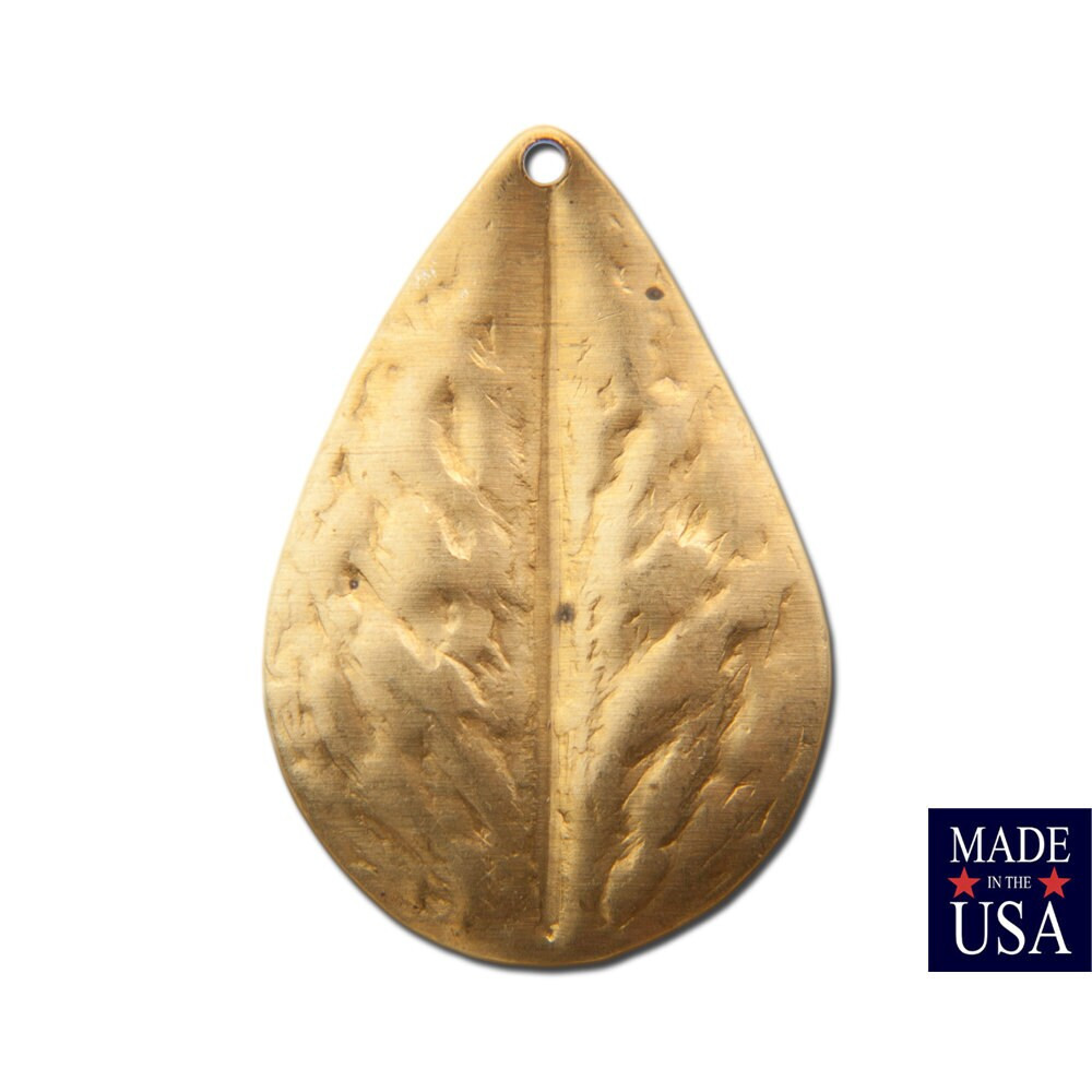 1 loop Hammered Raw Brass Leaf Charm Pendent 25mmx17mm (6) mtl464A
