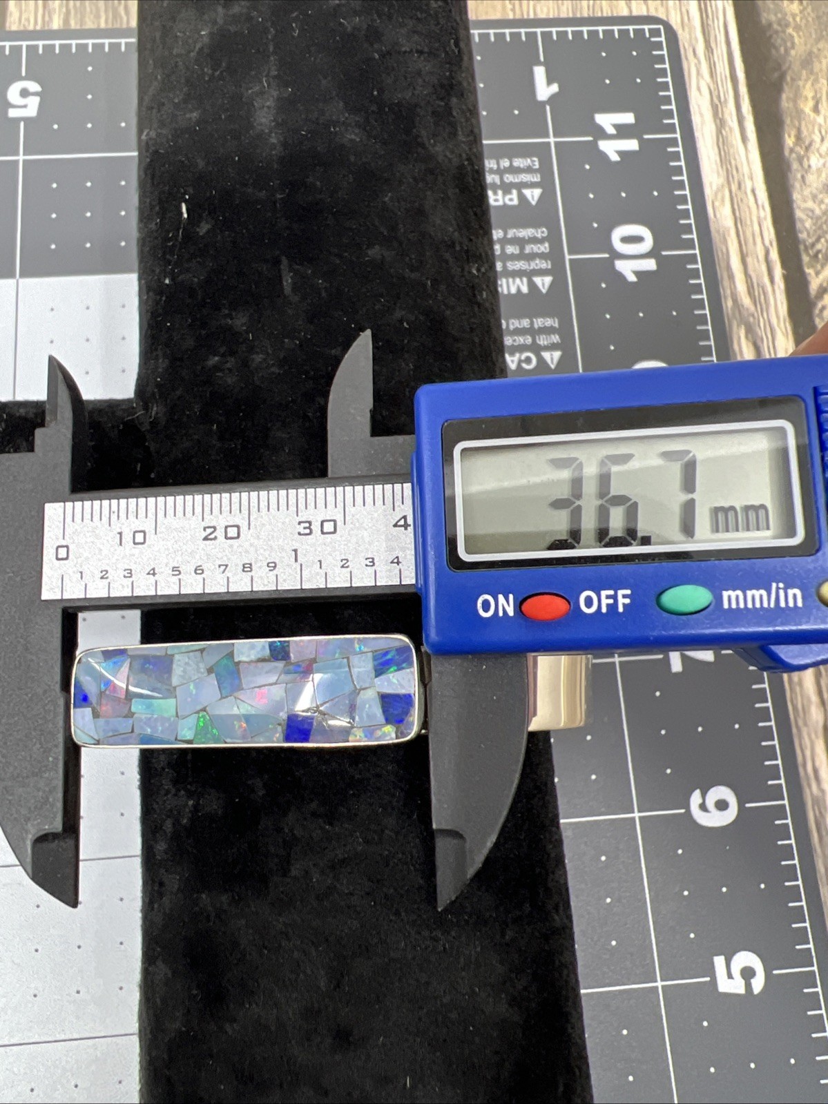 .925 Mosaic Fire Opal Cuff Bracelet NIB Mine Finds by Jay King 7″