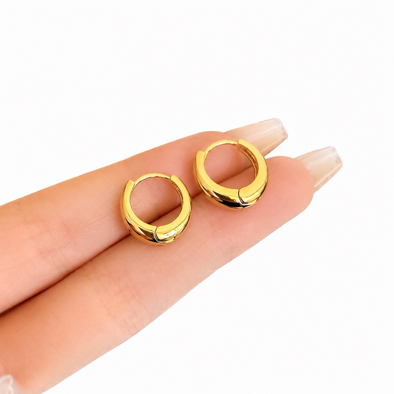 11mm 18K Gold Plated Chunky Huggie Hoop Earrings Small Thick Hoop Earrings 151
