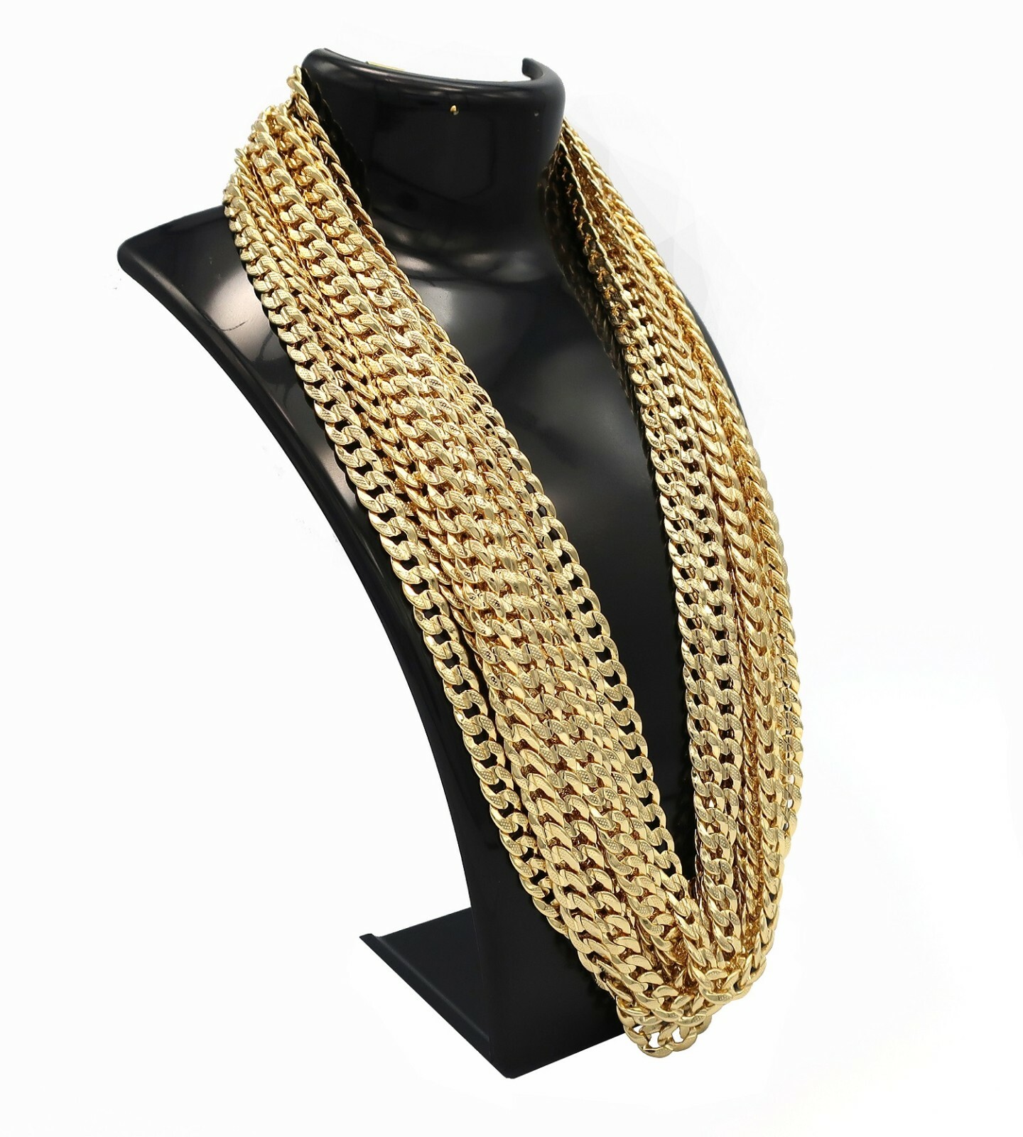 8mm 12 Piece Diamond cut Concave Cuban link Chain 8″ 20″ 24″ 30″ 14k Gold Plated