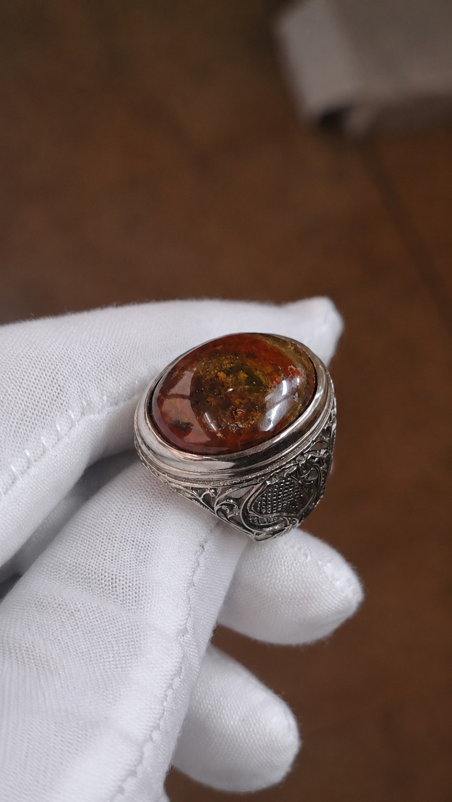 Natural Multicolor Pancawarna Agate With Alpaka Chrome Ring