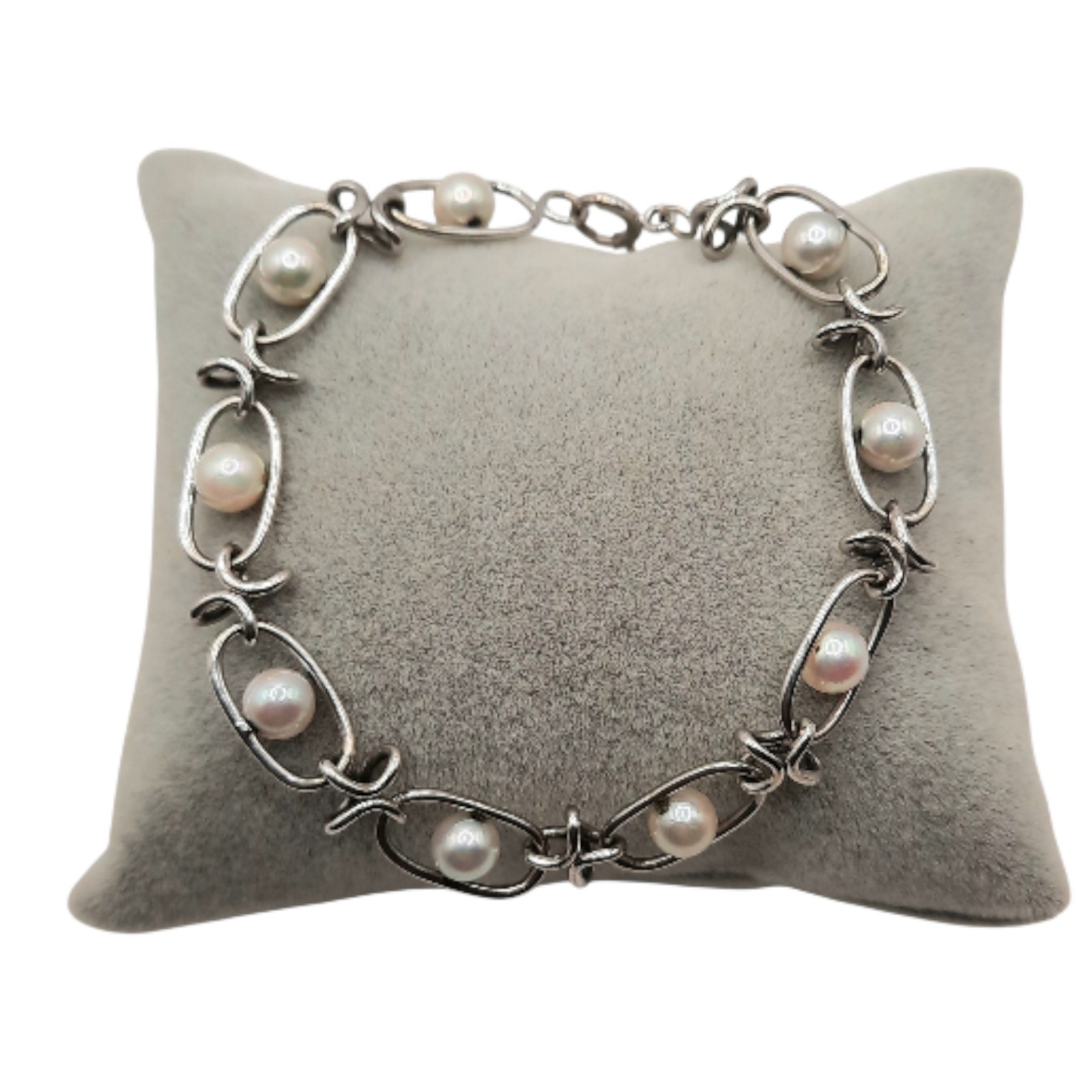14k White Gold & Pearl Bracelet 7.25″ 10g Approx 8mm