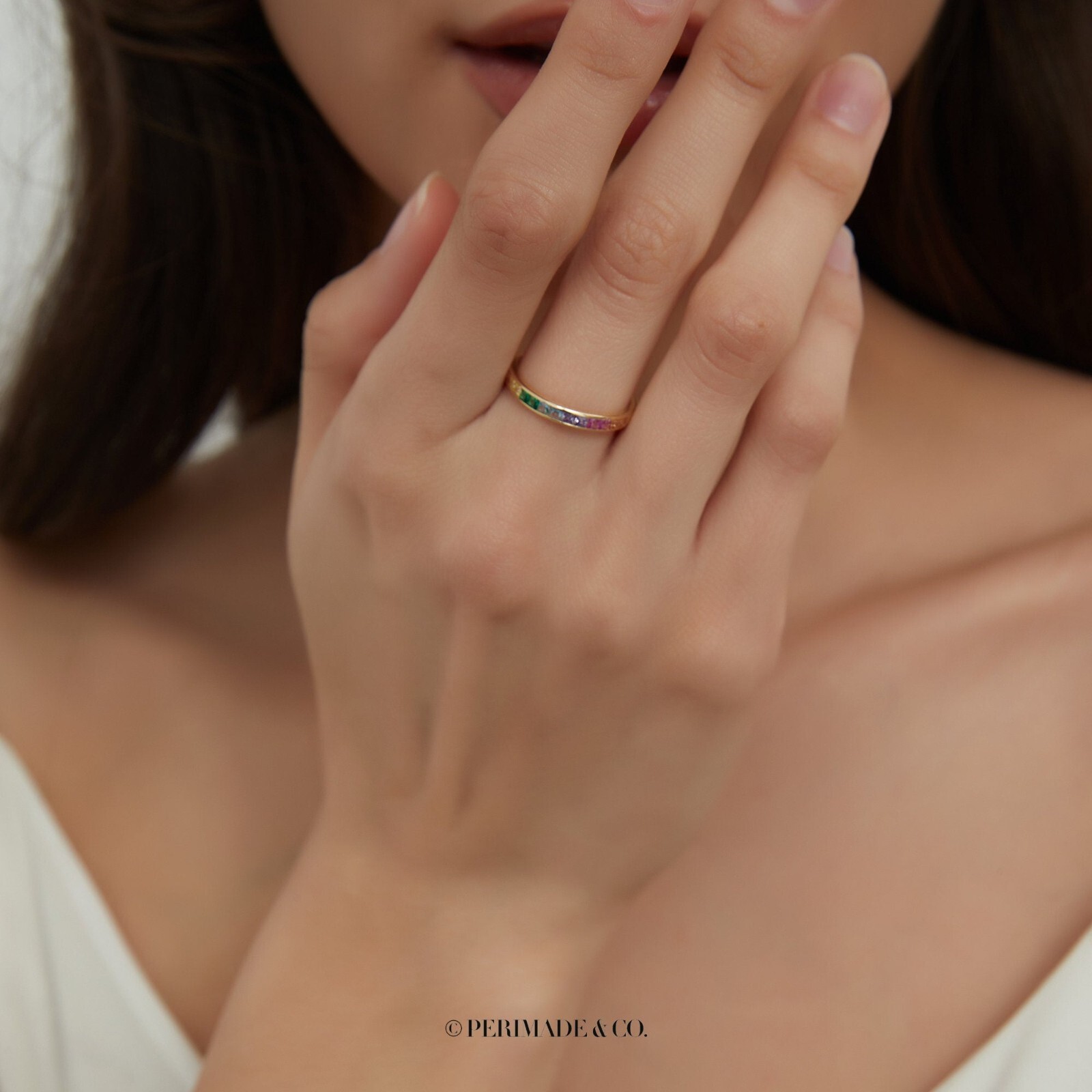 Rainbow LGBTQ Pride Stacked Band Ring in 925 Sterling Silver