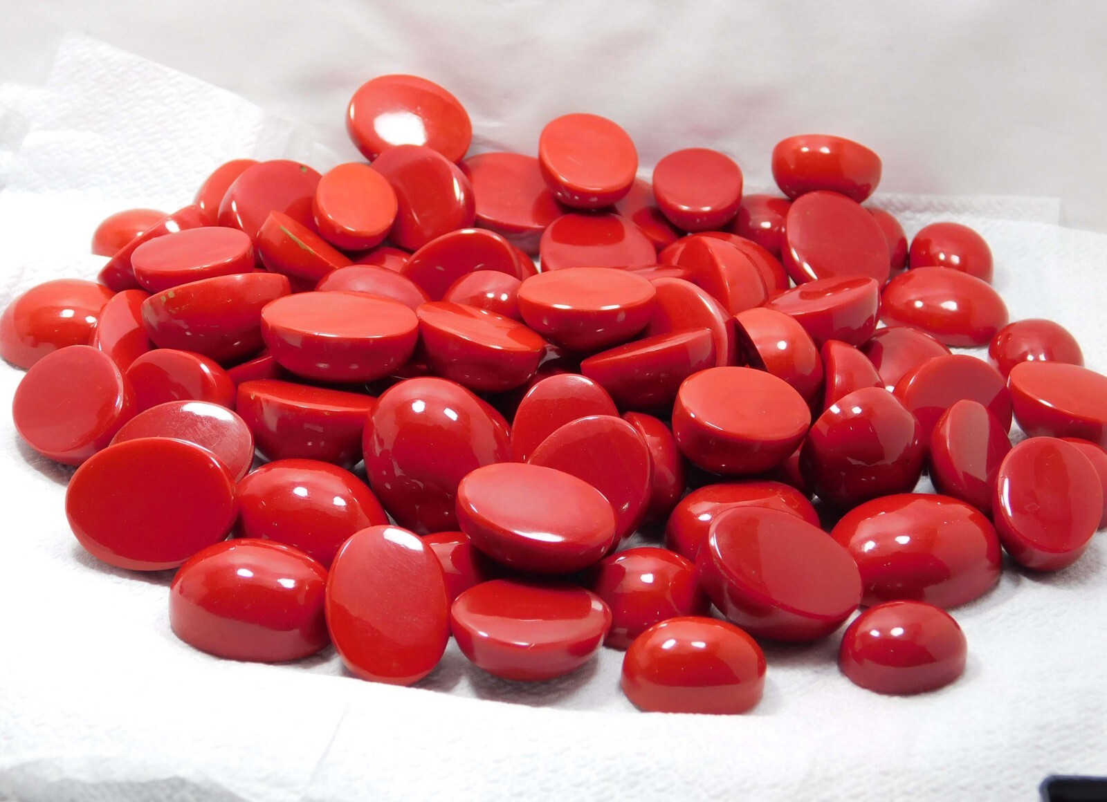Natural Italian Red Coral 250 Ct Oval Cabochon Cut Loose Gemstone Lot