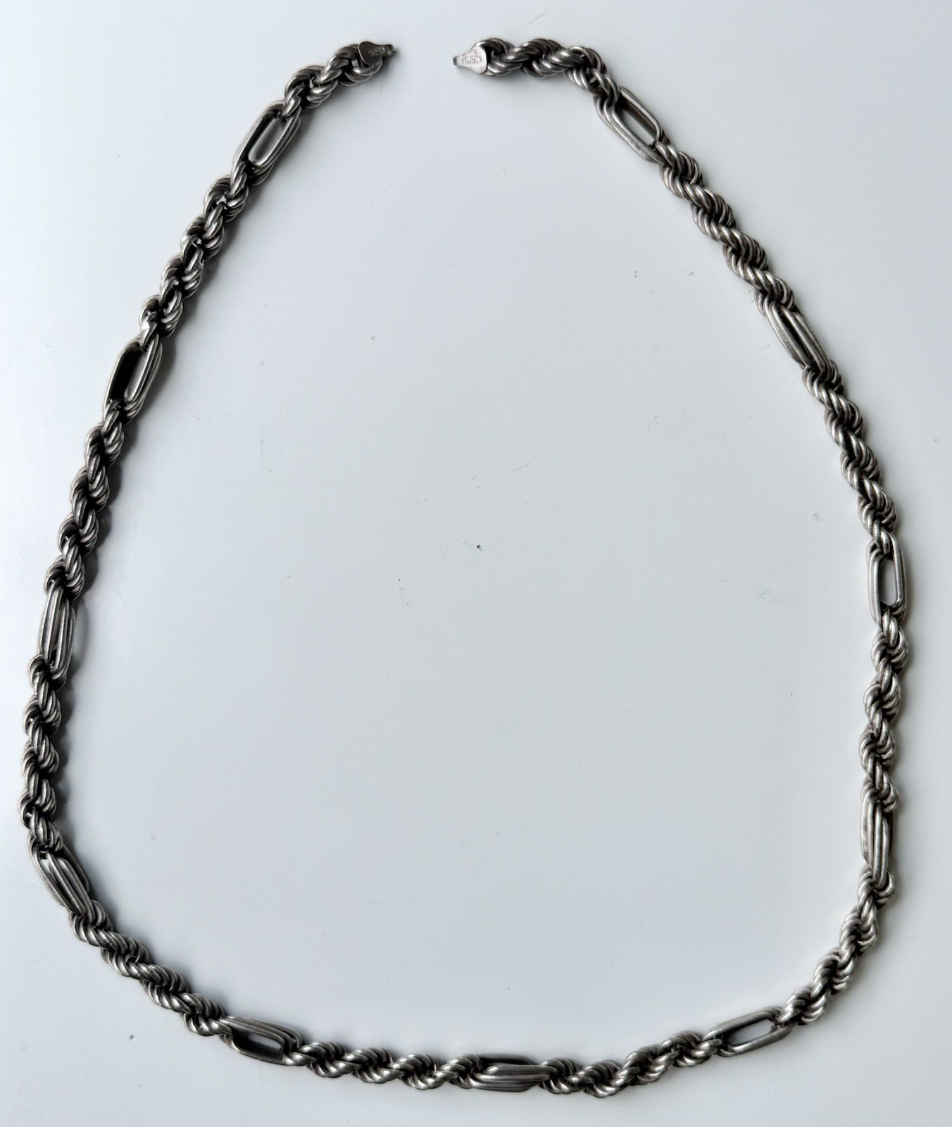 Vintage Sterling 925 Silver 4mm Twisted Figarope Link 27″ Chain 79g No Clasp