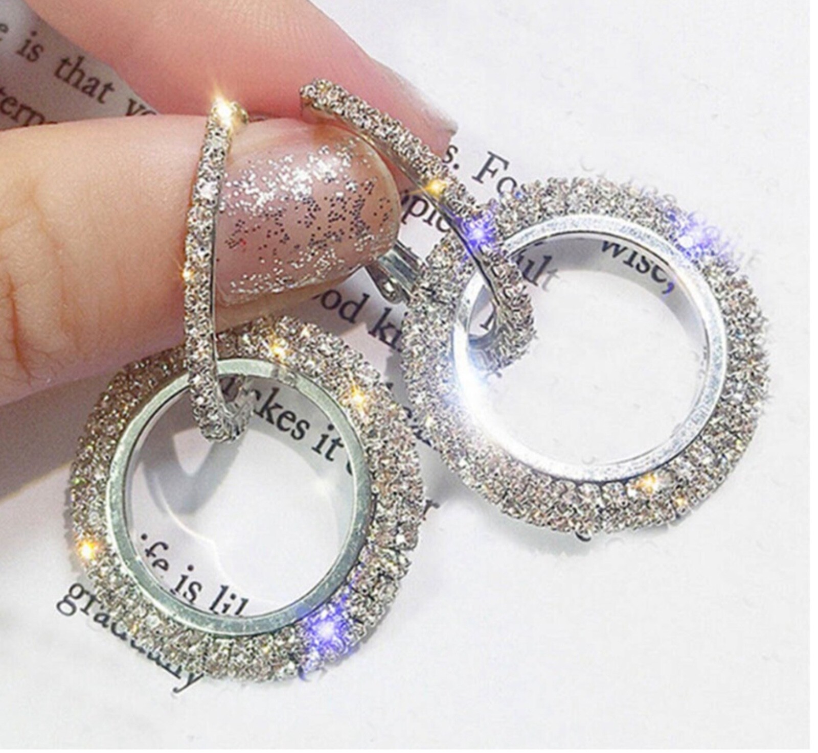18K White Gold Plated Cubic Zirconia CZ Wedding Bridal Drop Dangle earrings