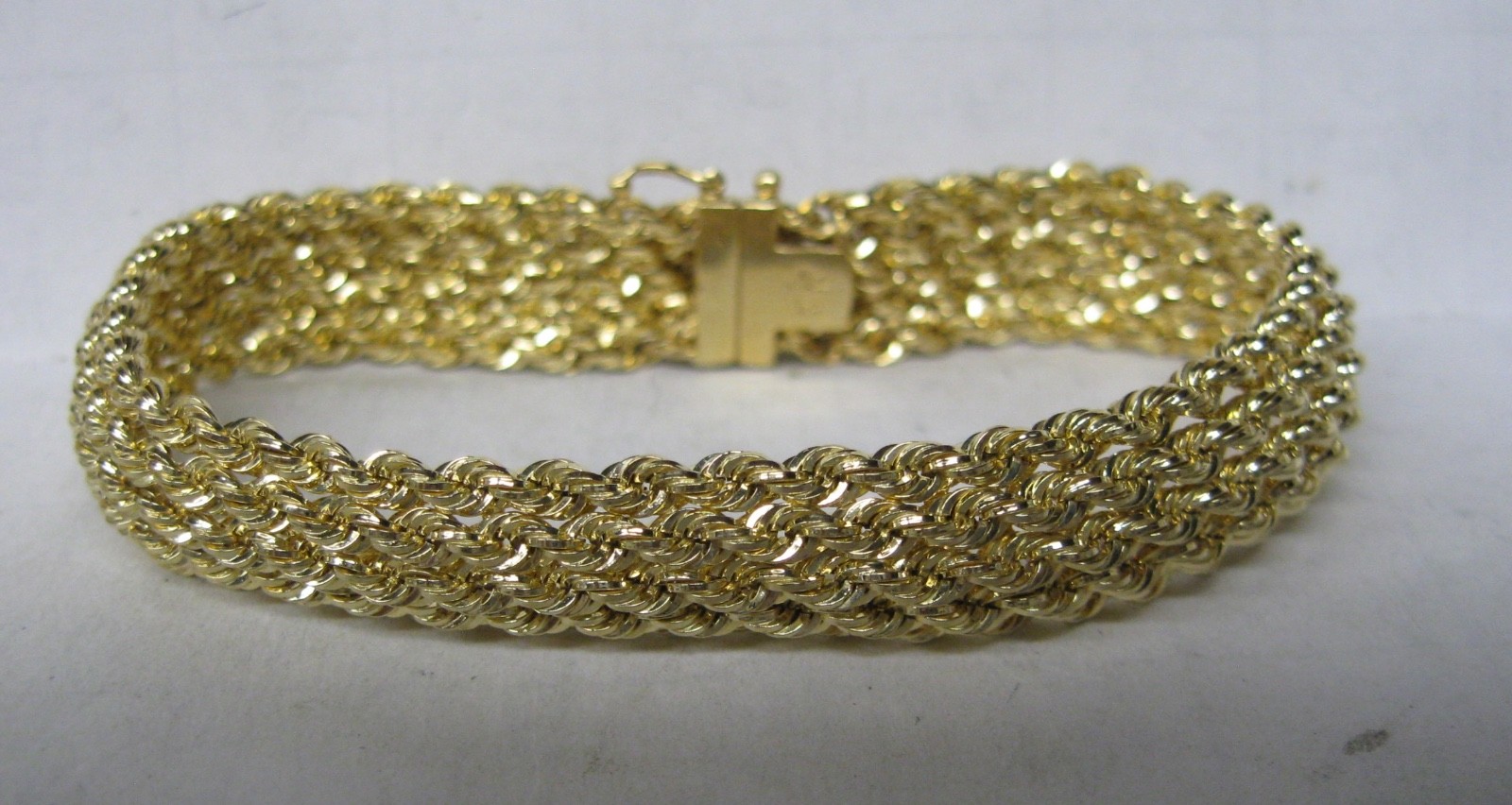 14K SOLID GOLD 7..5″ SPARKLING 5 ROW ROPE 11mm BRACELET ITALY 10.6 GRAM NICE