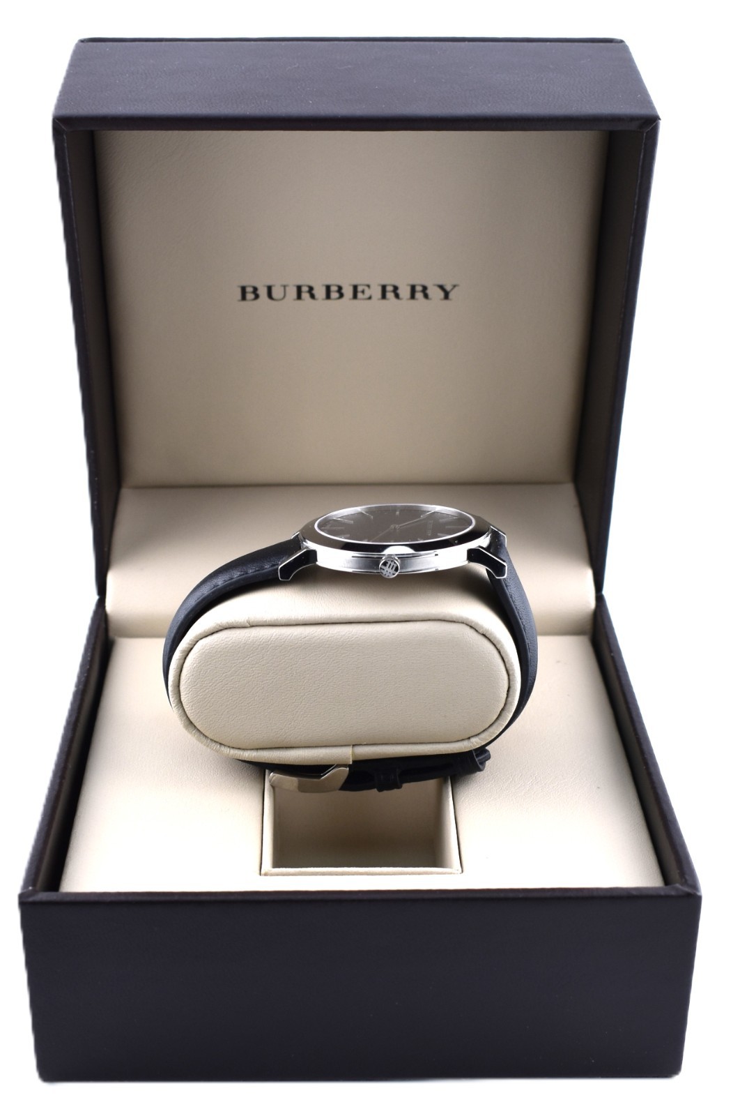 Burberry BU2351 Slim Men’s Watch 40mm Swiss Quartz Black Leather Auth