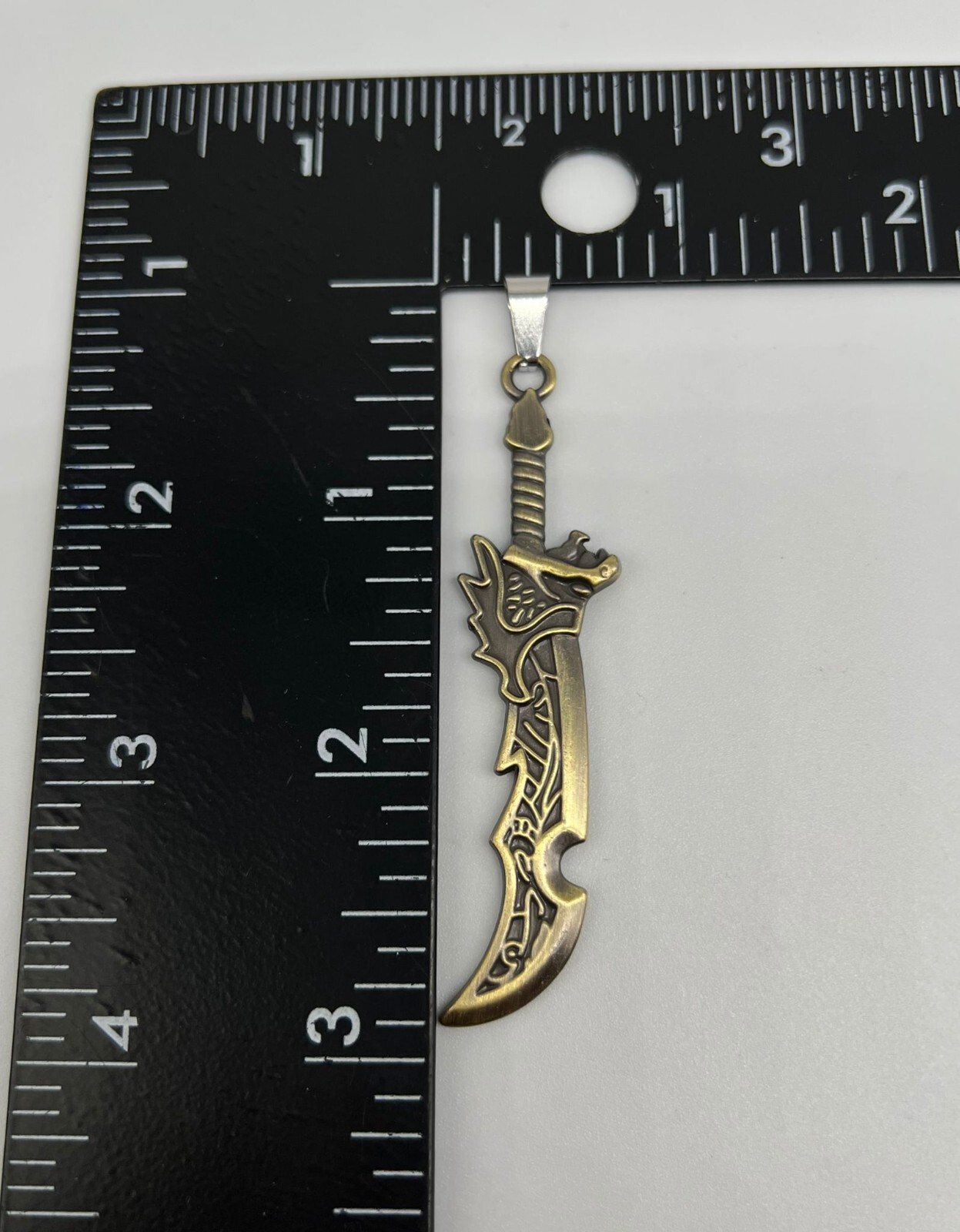 Stainless Steel Bronze Knife Dagger Weapon Pendant on Chain
