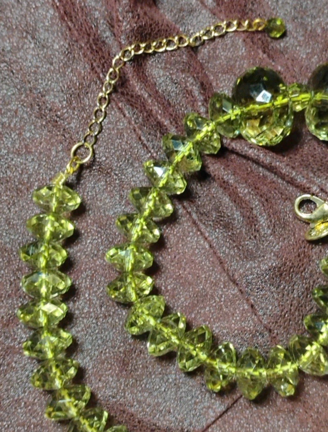 Vtg Lydell NYC Warm Sage GREEN Acrylic Faceted Graduated Bead 18″+ Necklace!
