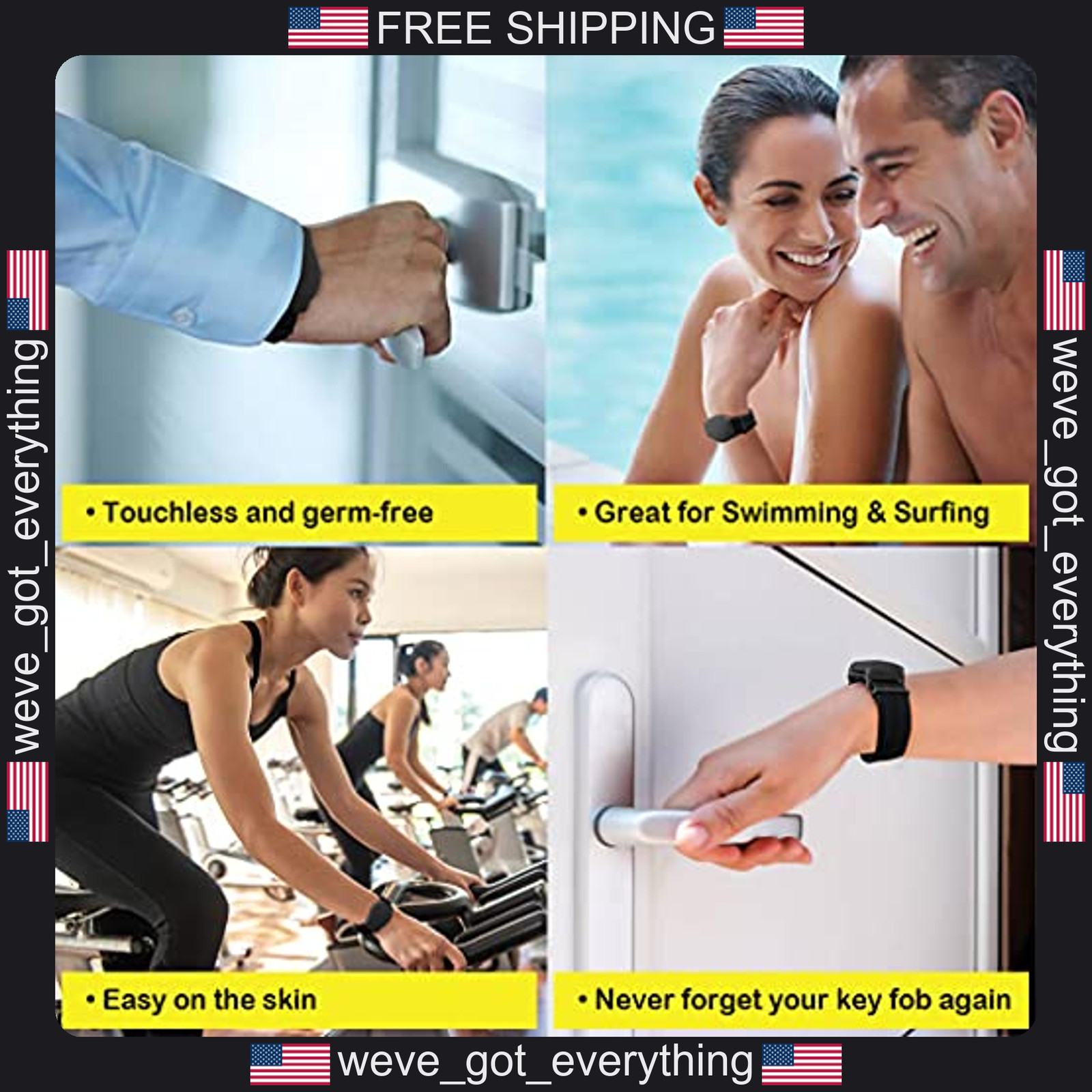Single Black Food Theme Silicone Key Fob Bracelet for Adults