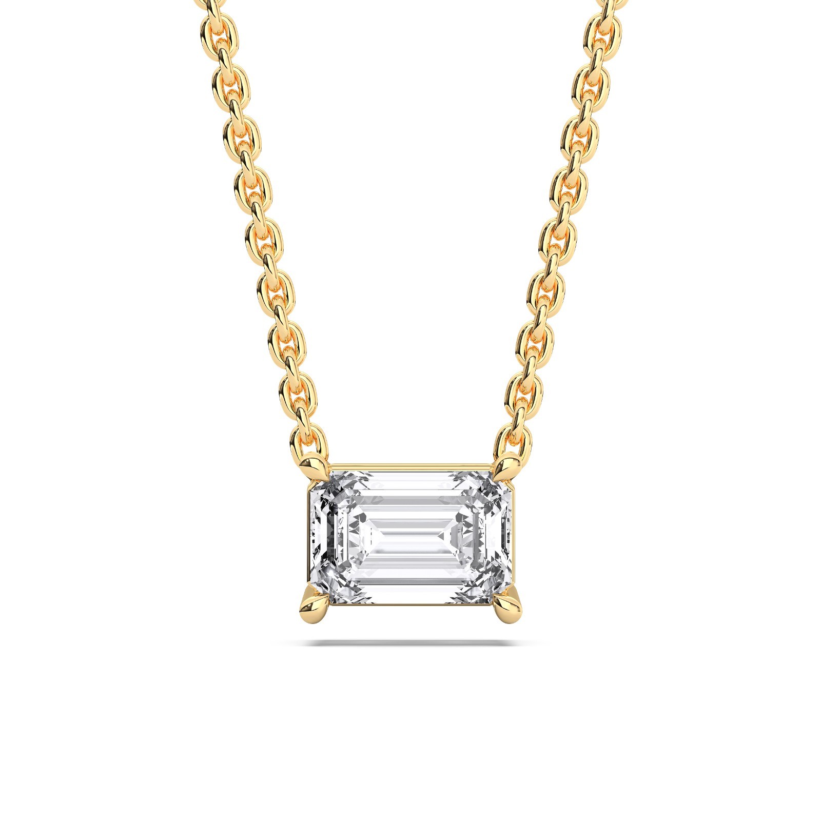 0.50Ct Emerald Cut Moissanite Pendant Necklace in 925 Silver & 10K, 14K Gold