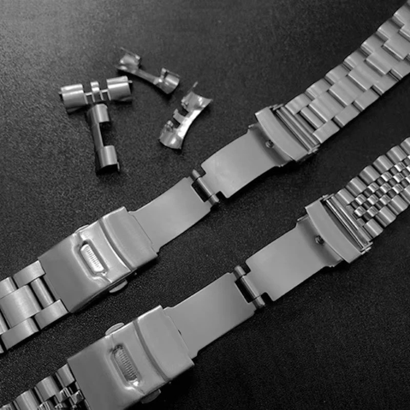 Solid Stainless Steel Watch Strap with Curved End Jubilee Bracelet Accessories