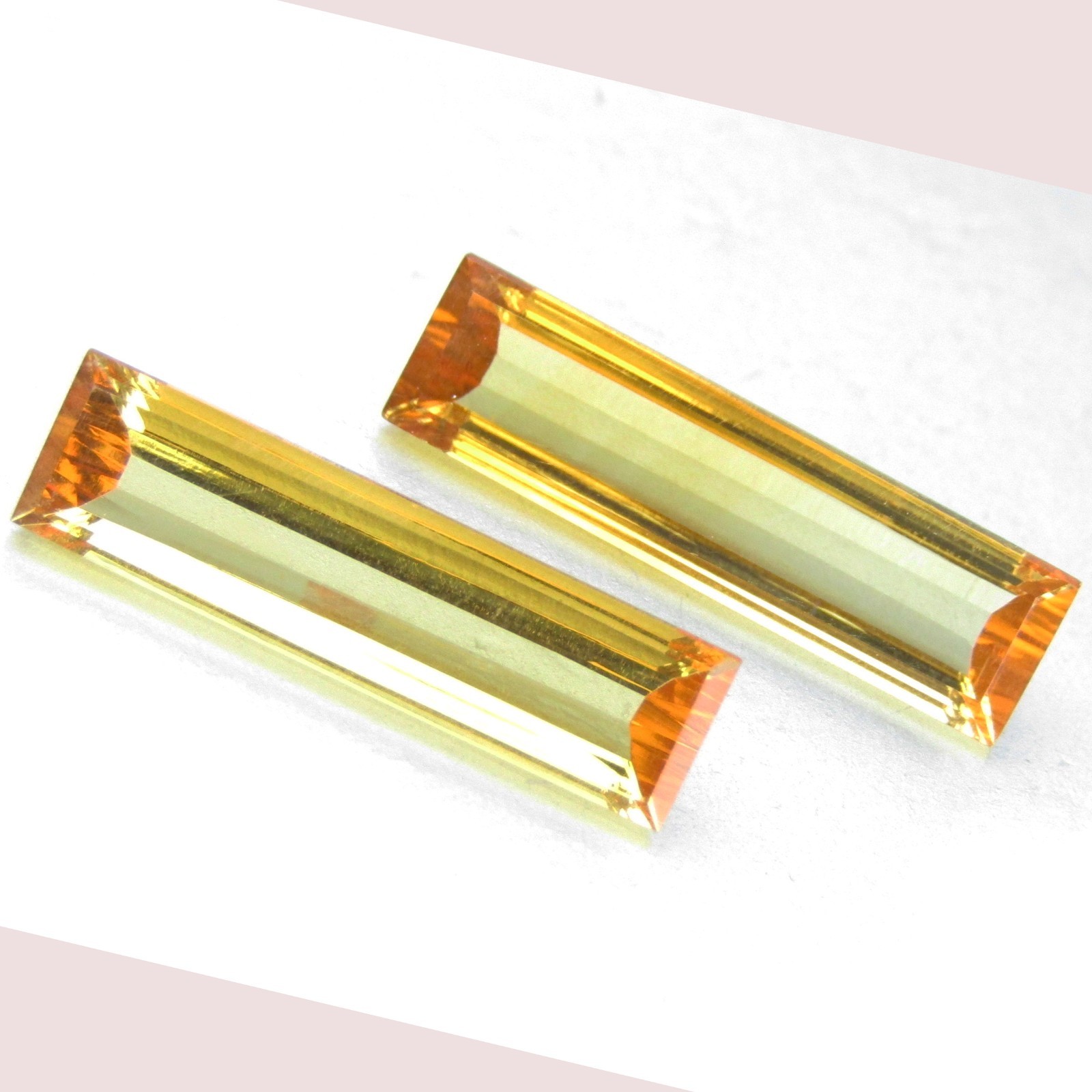 6.45Cts Ravishing Calibrated Natural Citrine Baguette Cut Matching Pair
