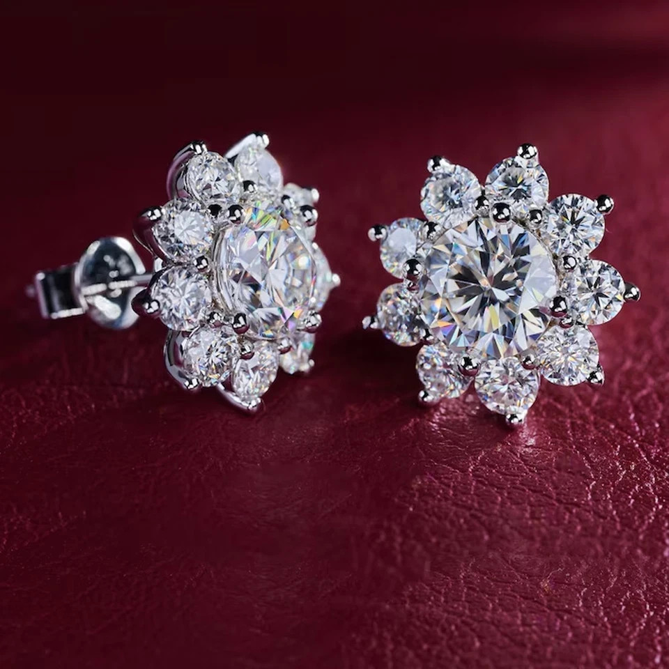 12.00 Ct Certified White Treated Diamond Solitaire Studs 925 Silver Great Shine