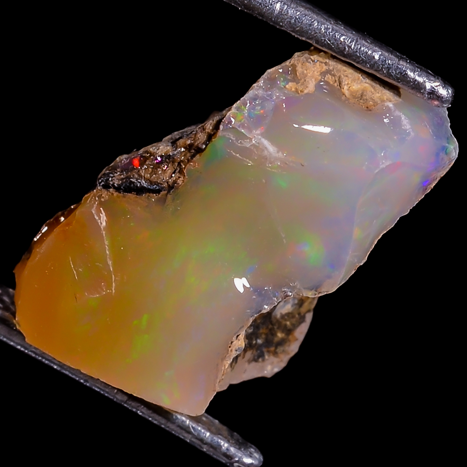 100% Natural Welo Fire Ethiopian Opal Rough Gemstone 5 Ct. 15X11X8 mm EE-43384