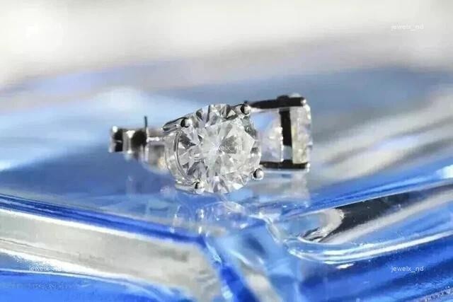 Brilliant Cut Natural Diamond 14K White Gold Prong Wedding Stud Post Earrings