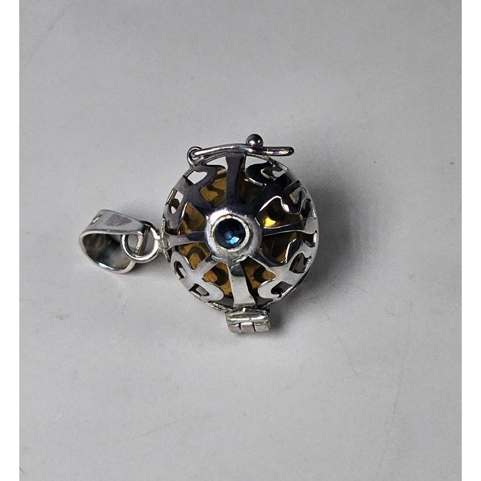 Vintage Sterling Silver Jingle Ball Pendant .925 Harmony Sphere