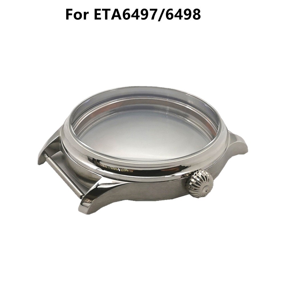 Silver 44mm Stainless Steel Watch Case For ETA6497/6498 Movement Replacement zz