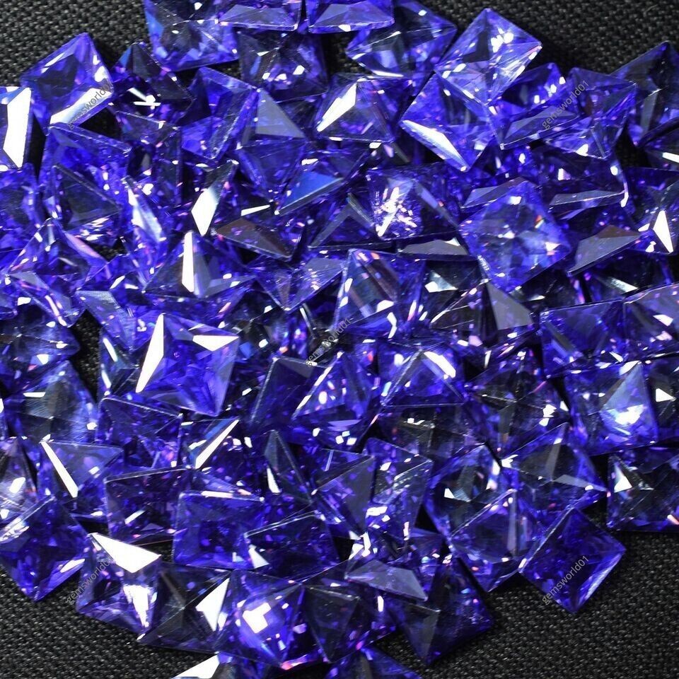 Natural CERTIFIED 21 Pcs Tanzanite Purple Square Cut Loose Gemstone 5×5 mm Lot