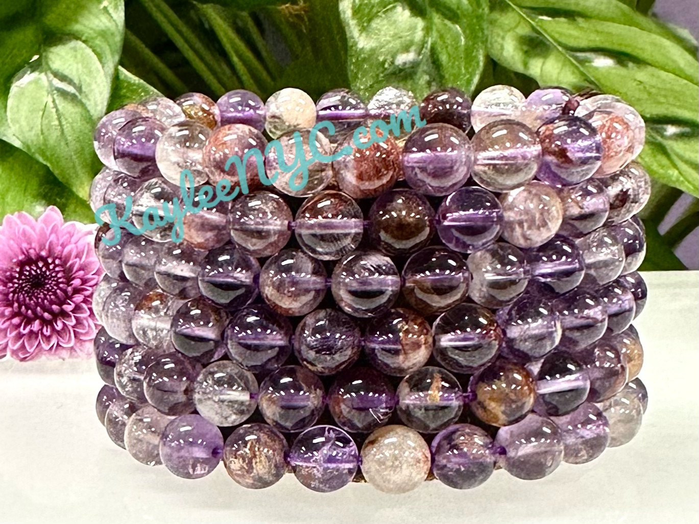 Wholesale 6 Pcs Natural Super 7 8mm 7.5” Crystal Healing Stretch Bracelet