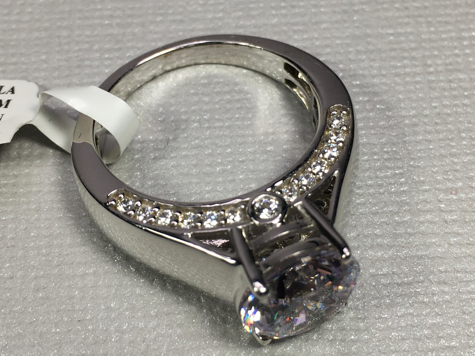 CHARLES WINSTON BELLA LUCE 7.83 CTW ZIRCONIA RHODIUM OVER STERLING RING SIZE 9