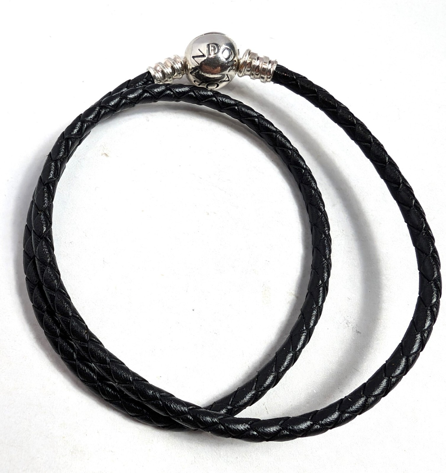Authentic Pandora Leather Woven Black Double Bracelet, #590745CBK
