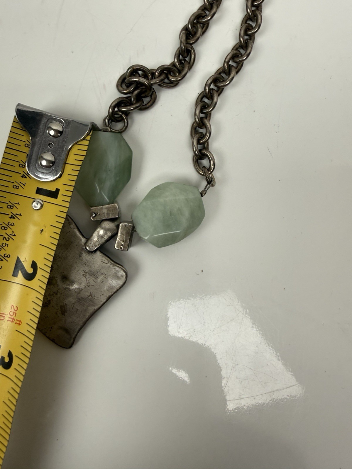 VTG Danon Pewter Pendant Necklace Featuring Brands Iconic Brutalist Handcrafted