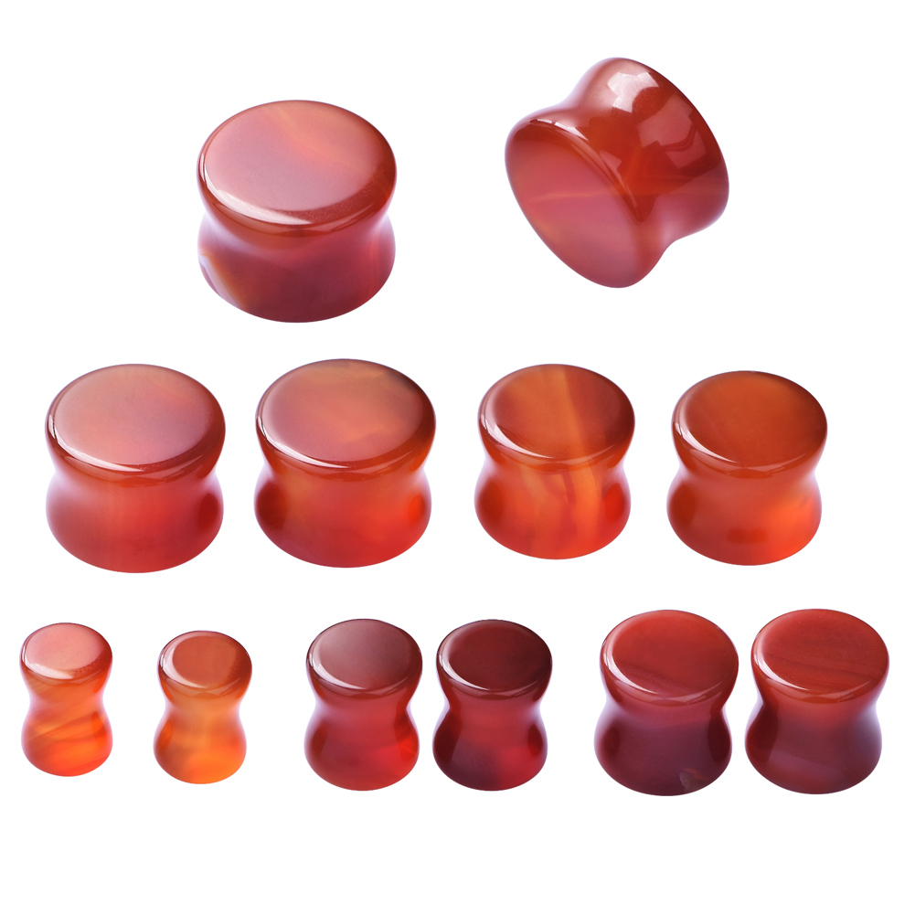 PAIRS Organic Natural Stone Ear Gauges Ear Plugs Double Flared Piercing 2g-5/8″